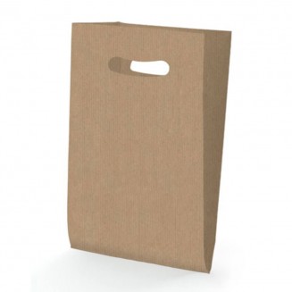 SACO ASA TROQUELADA KRAFT 24X40+10 cm. (250 Unid.)