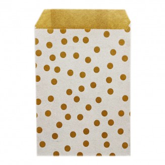 SACO PARA PRESENTE BOLINHAS BRANCAS 8X13 cm. (250 Unid.)