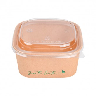 TIGELA DE PAPEL QUADRADA 650 ml + TAMPA (50 Unid.)