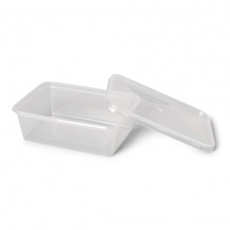 ENVASE RECTANGULAR ECONÓMICO 650 cc PP + TAPA (50 Uds.)