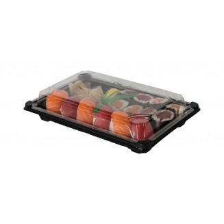 BANDEJA PARA SUSHI PLA + TAPA 130x180mm (600 Uds.)