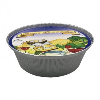 PACK ENVASE PARA POLLOS 1420 cc + TAPA BUEN PROVECHO (100 Uds.)