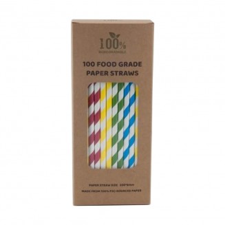 PAJITA DE PAPEL COLOR 20 cm. X Ø6mm (100 Uds.)