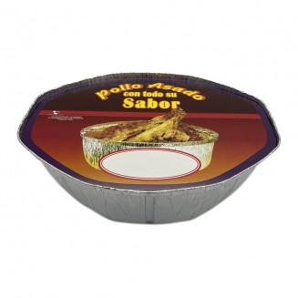 PACK ENVASE POLLO A LA BRASA 2600 cc + TAPA (100 Uds.)